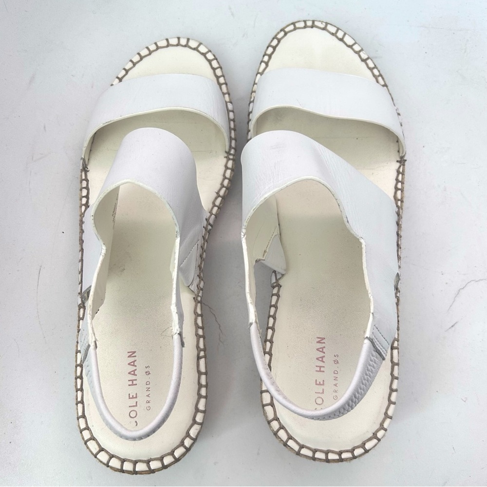 COLE HAAN Pinch Cloudfeel White Leather Espadrille Slingback Sandals Size 10 - Picture 9 of 13